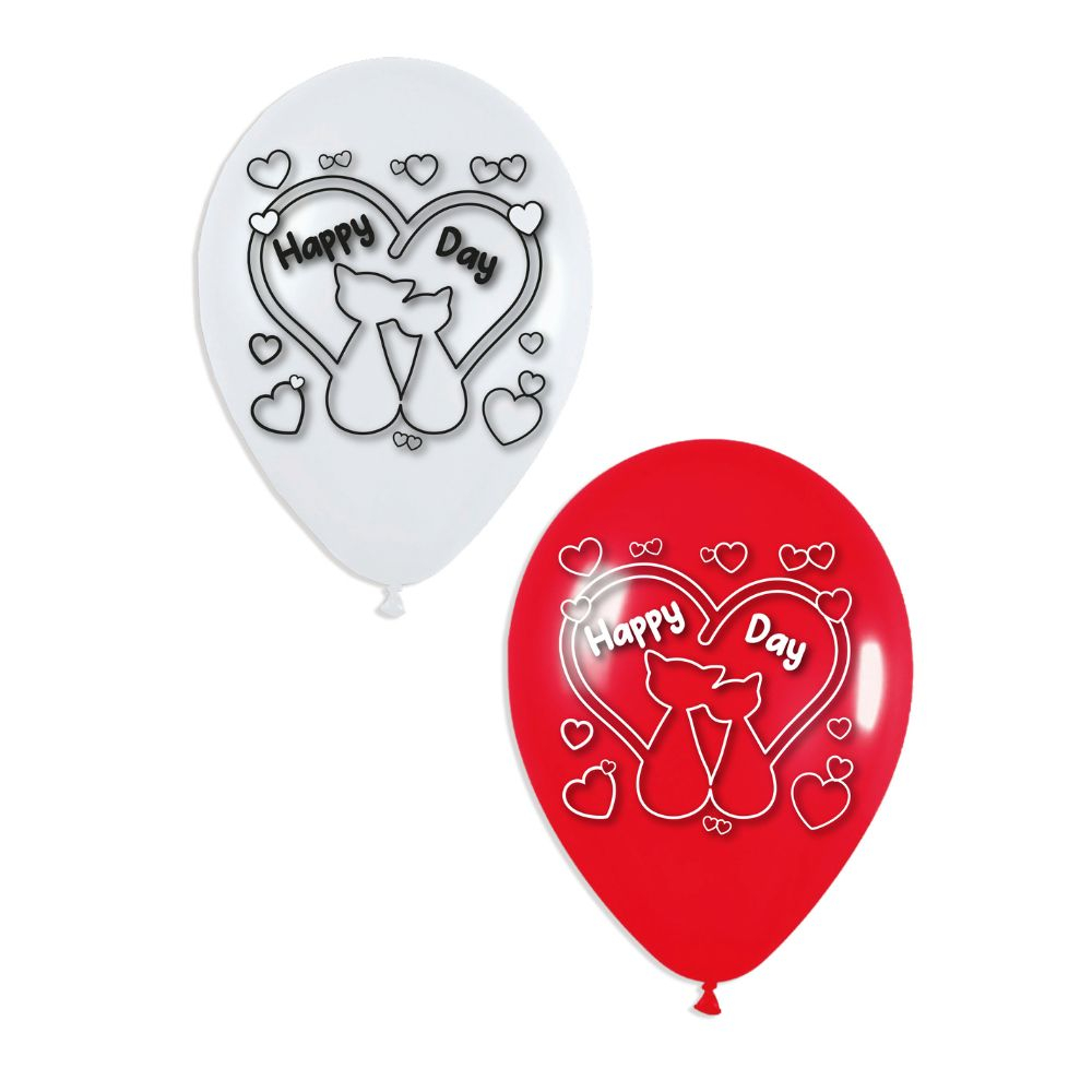 GLOBO R12X20 HAPPY DAY GATOS ROJO/BLANCO X20