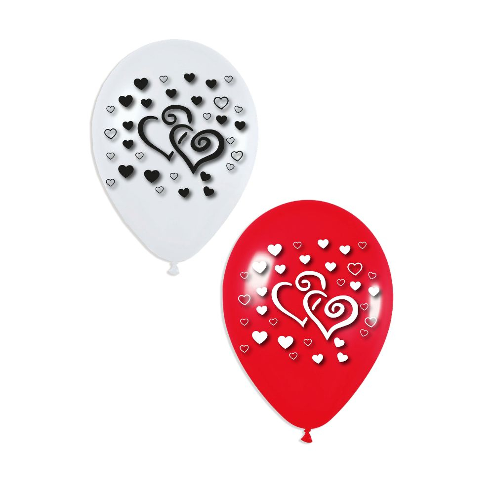 GLOBO R12X50 CORAZON ROJO/BLANCO 1 CARA