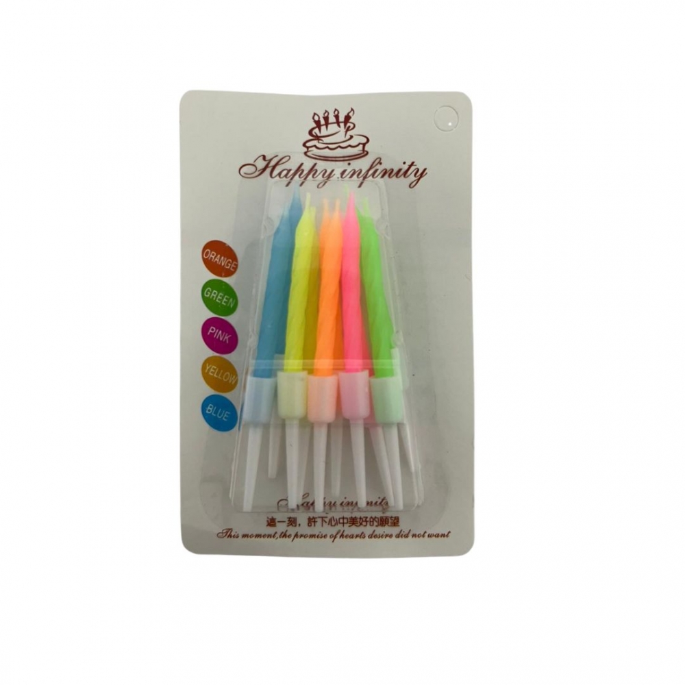 VELA PALITO NEON CURVADA PEQUEÑA X 10