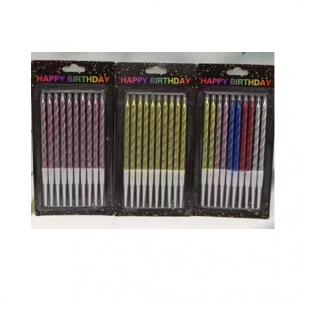 VELA PALITO ENTORCHADA METALIZADA X 10