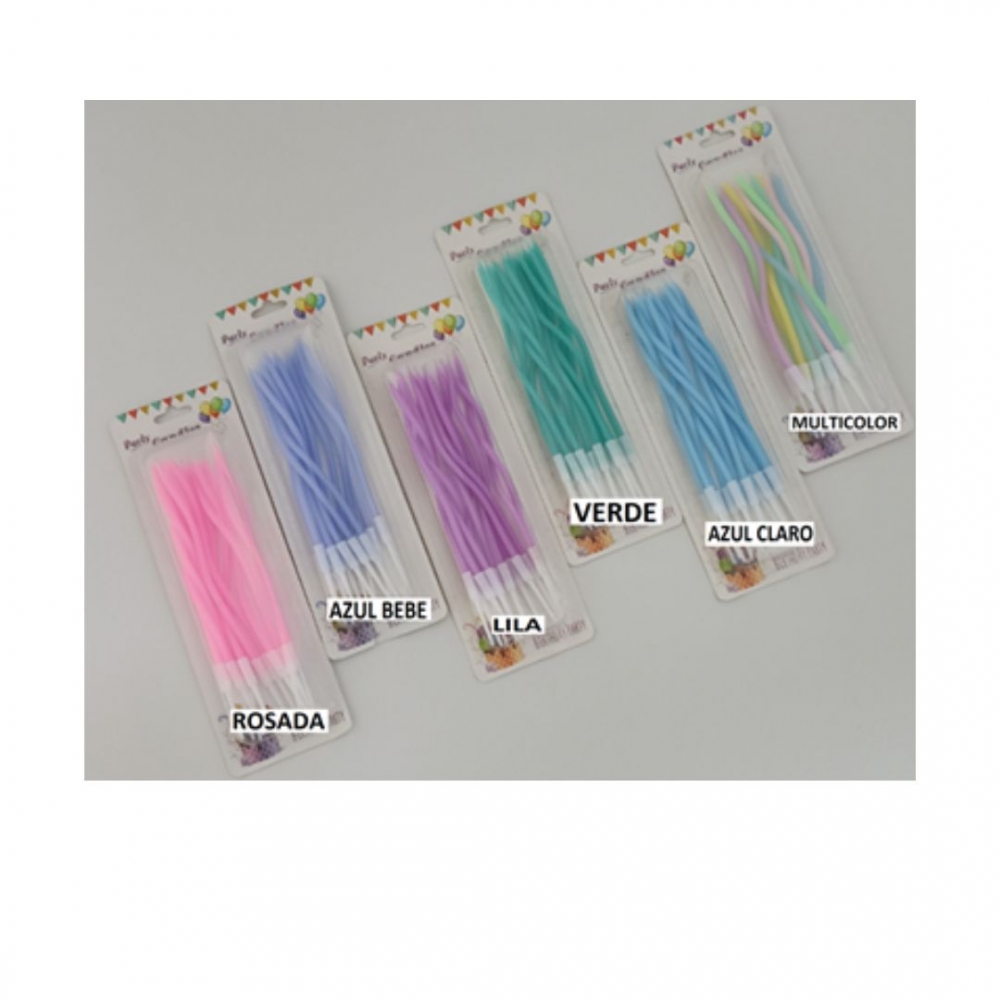 VELA ESPIRAL LARGA PASTEL X 12