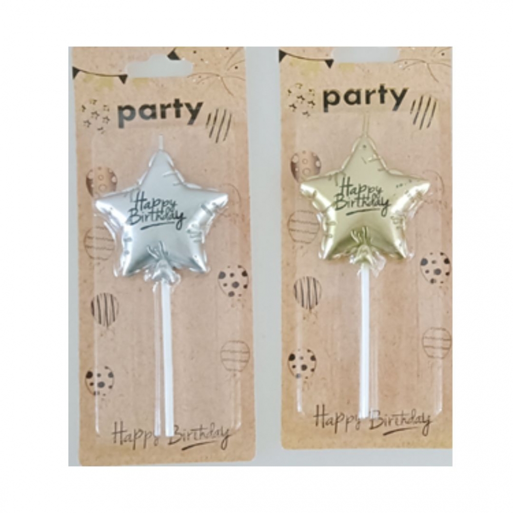 VELA GLOBO ESTRELLA METALIZADO