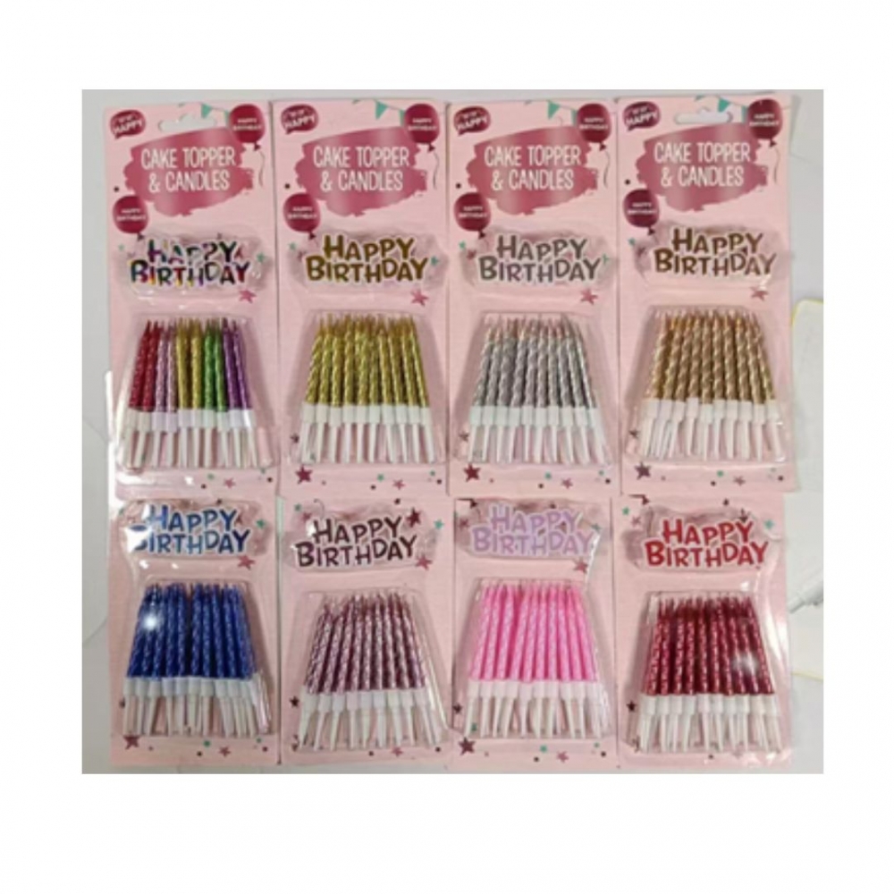 VELA PALITO ENTORCHADA CON MINI TOPPER X 20