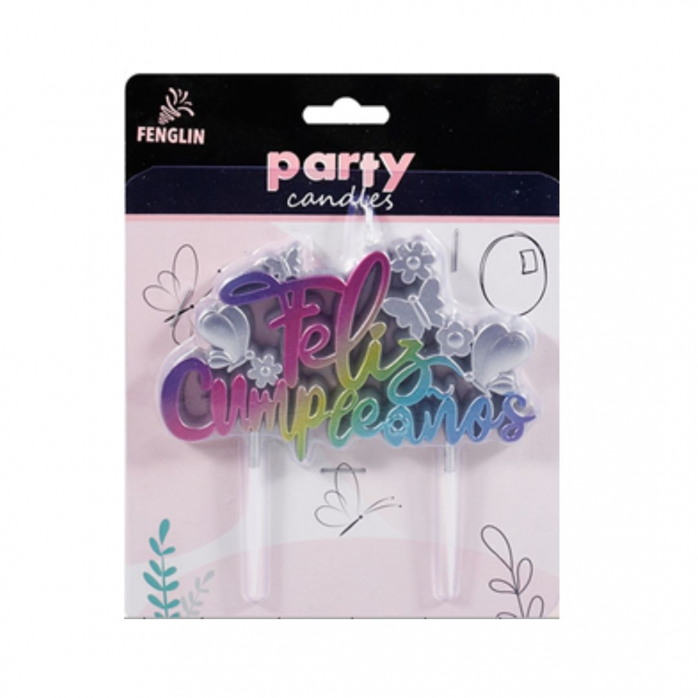 VELA BLOQUE DEGRADEE MARIPOSAS CROMADO