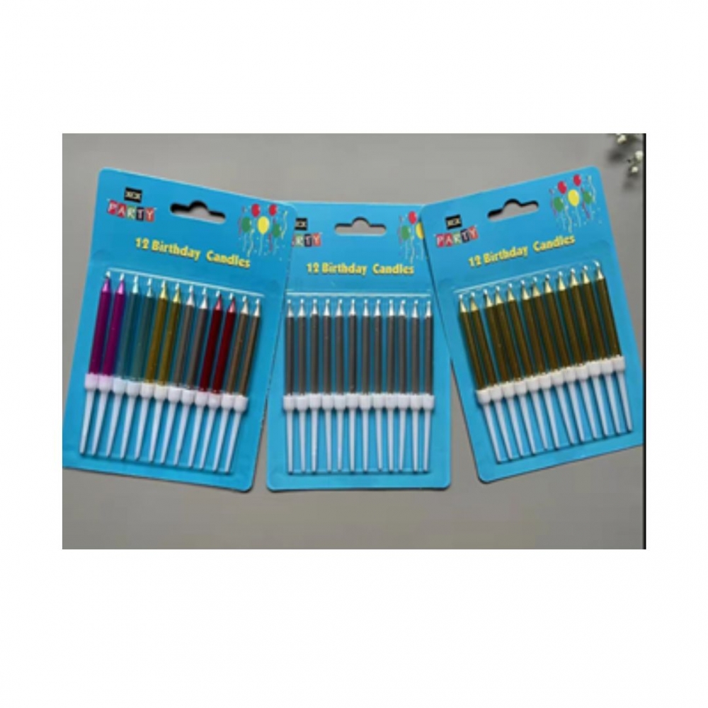 VELA PALITO METALIZADA CON BASE X 12