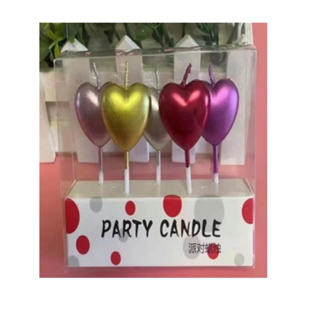 VELA CORAZON CROMADO X 5