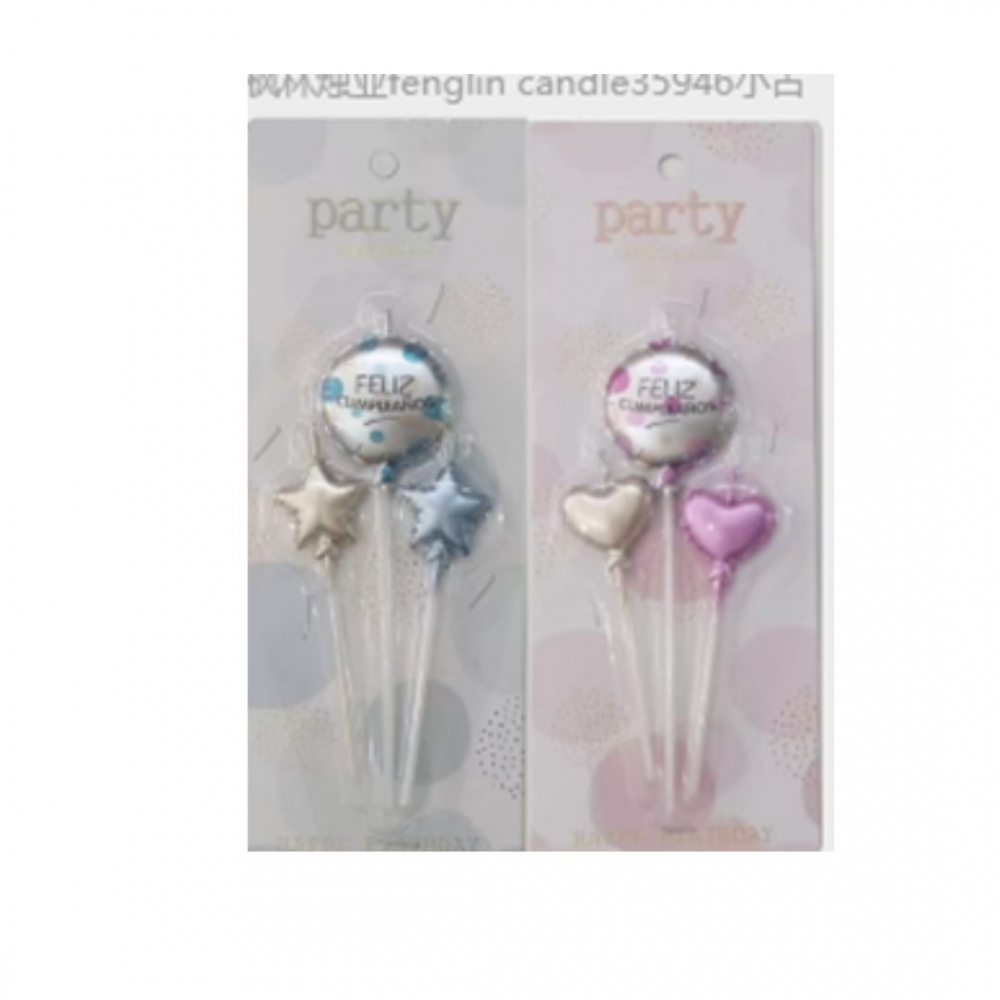 VELA GLOBO REDONDO FELIZ CUMPLEAÑOS X 3