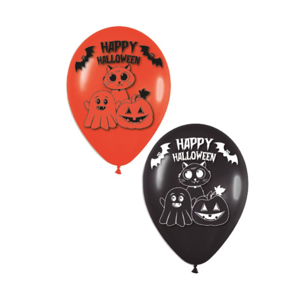 GLOBO R12X50 NEGRO-NARANJA GATO-FANTASMA-CALABAZA