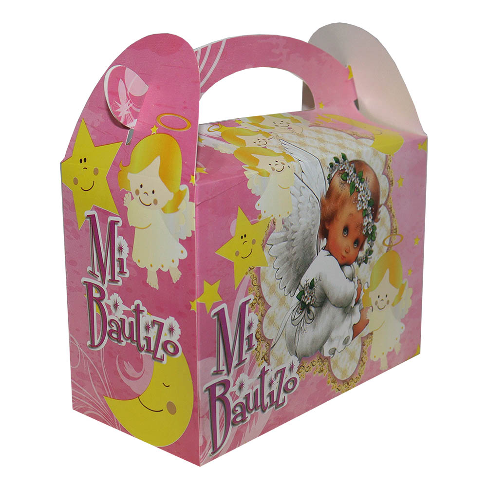 CAJA TEMATICA X 6 BAUTIZO ROSA ANGEL