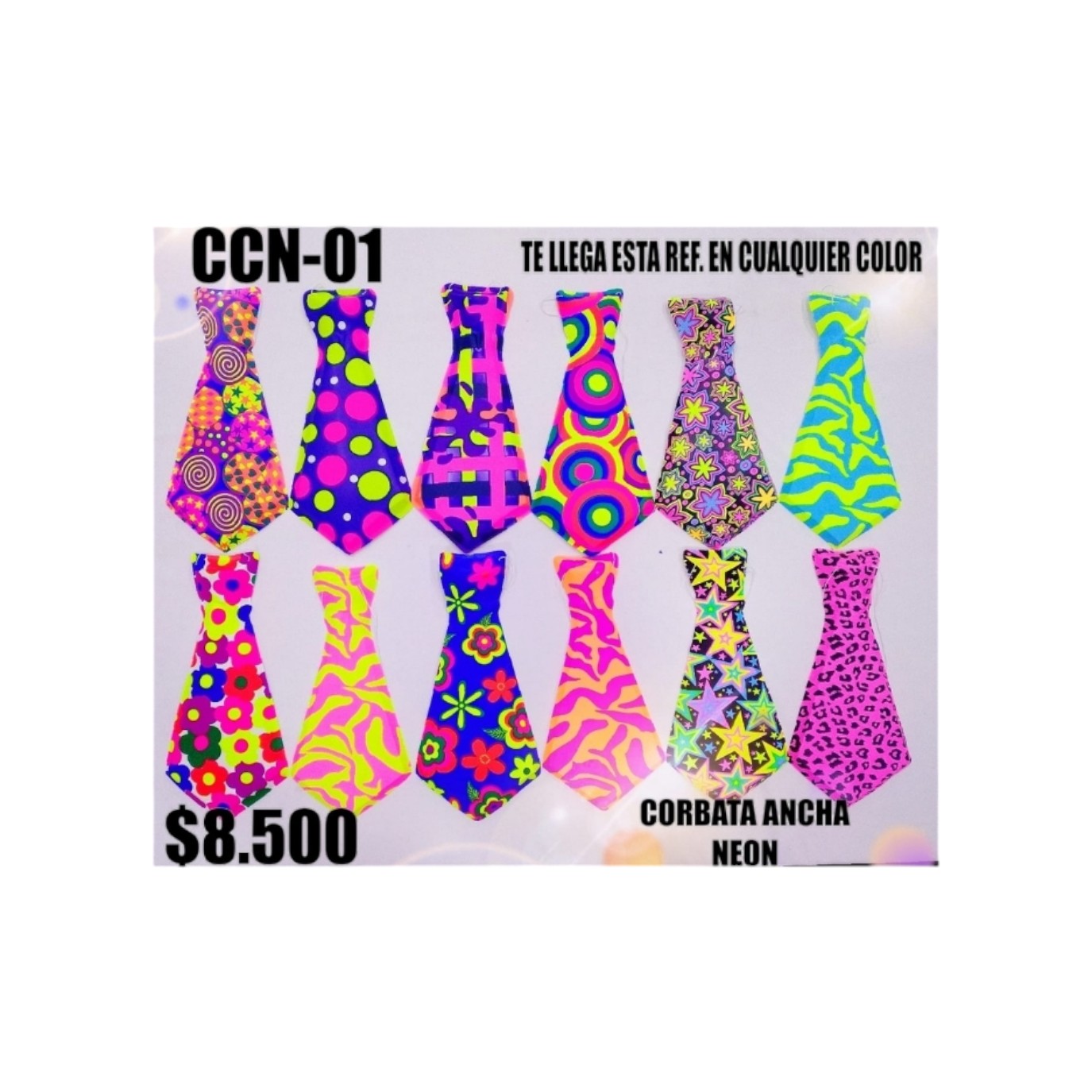 CORBATA ANCHA NEON PAQ. X12  