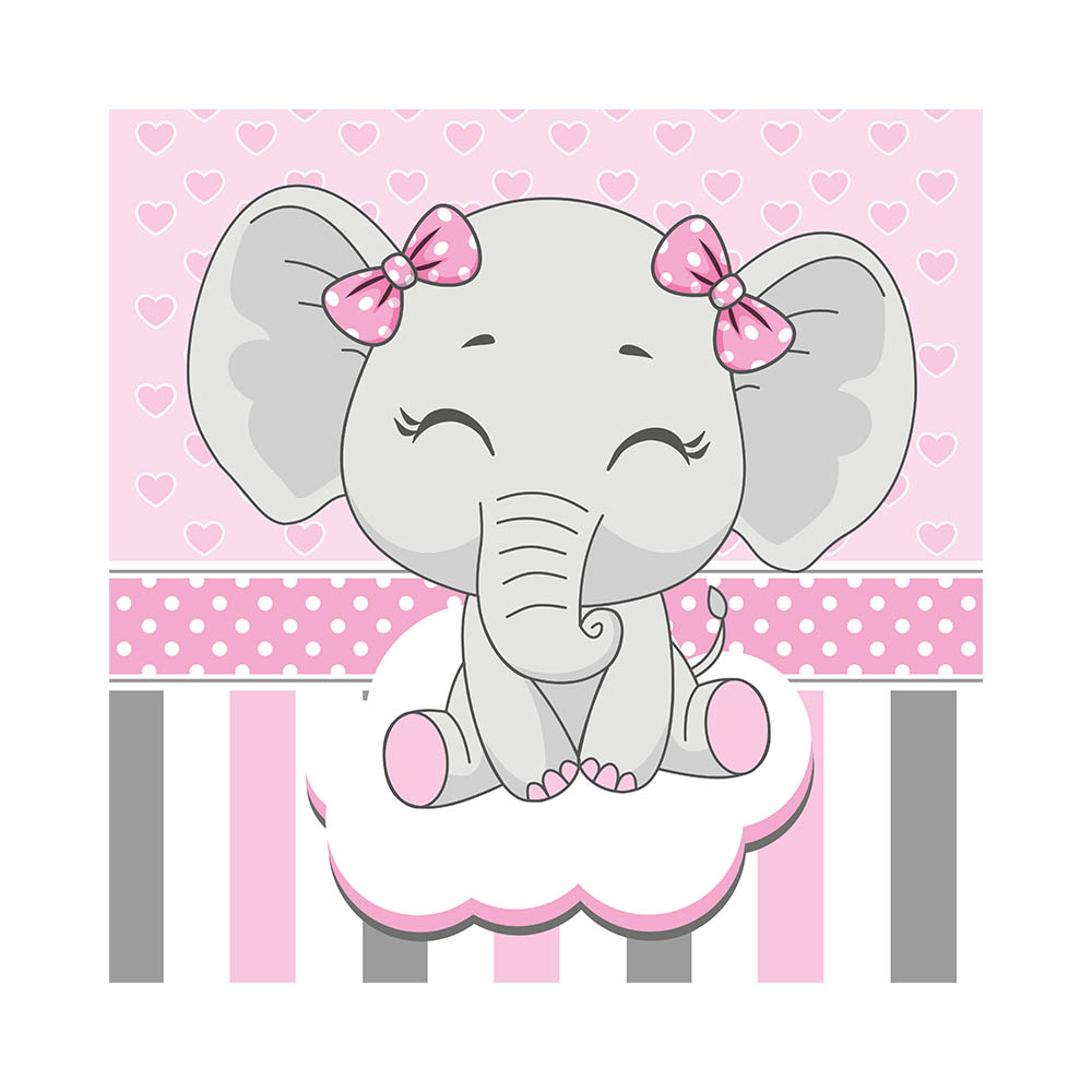 MANTEL TEMATICO ELEFANTE GRIS ROSADO