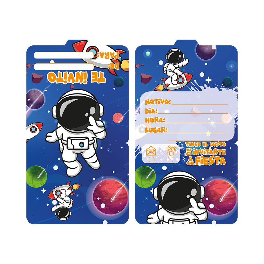 TARJETA TEMATICO X 12 ASTRONAUTA 