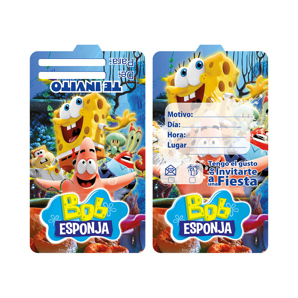 TARJETA INFANTIL X 12 BOB ESPONJA 