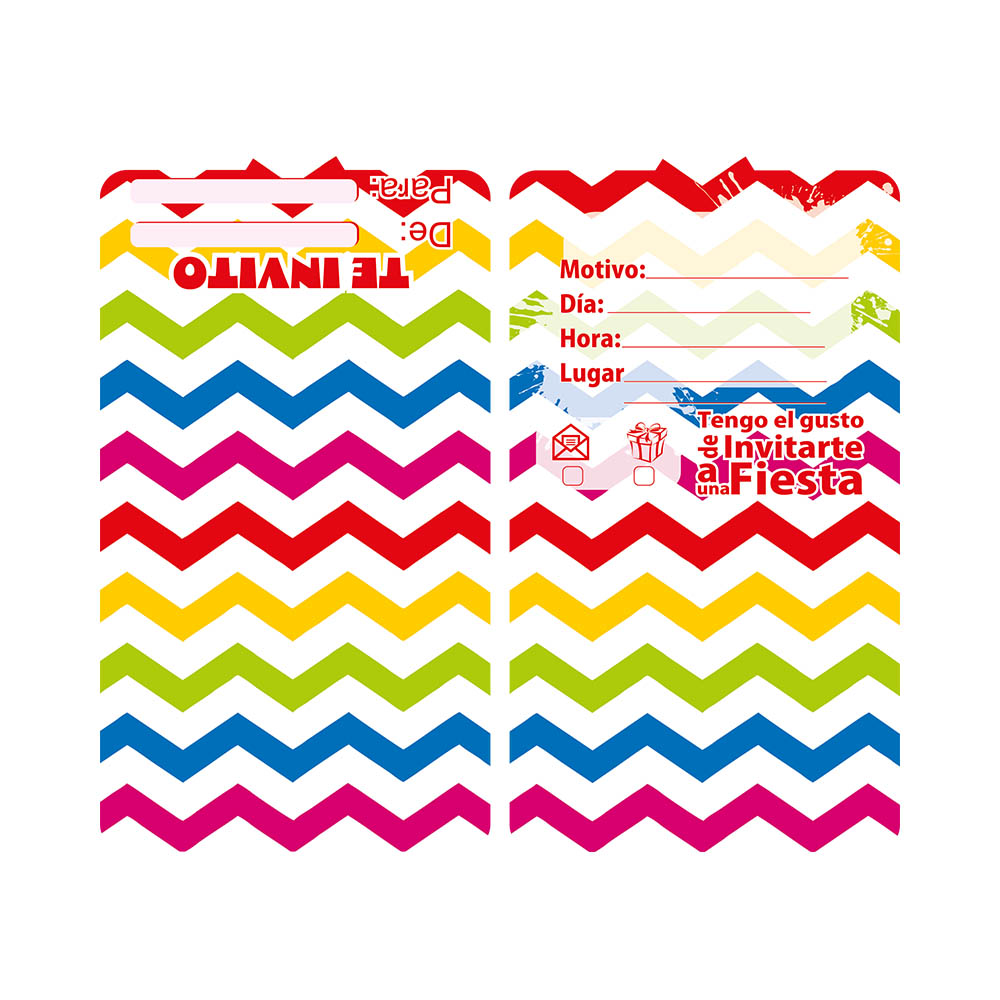 TARJETA TEMATICO X 12 CHEVRON MULTICOLOR