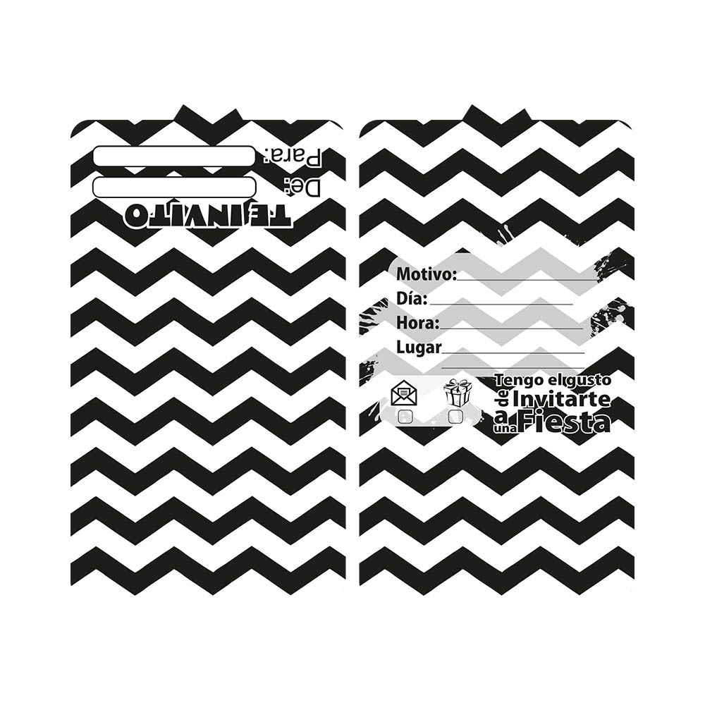 TARJETA TEMATICO X 12 CHEVRON NEGRO