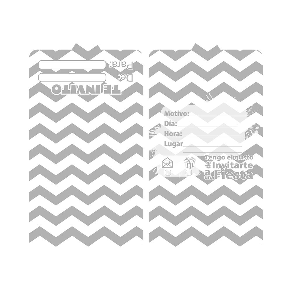 TARJETA TEMATICO X 12 CHEVRON PLATEADO