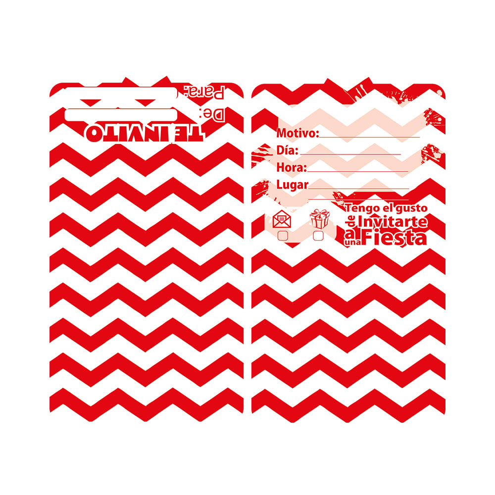 TARJETA TEMATICO X 12 CHEVRON ROJO