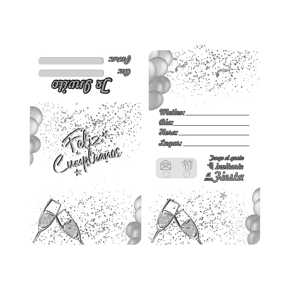 TARJETA TEMATICO X 12 FELIZ CUMPLE F-B-P
