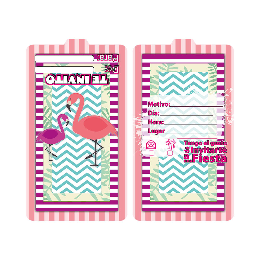 TARJETA TEMATICO X 12 FLAMINGO 