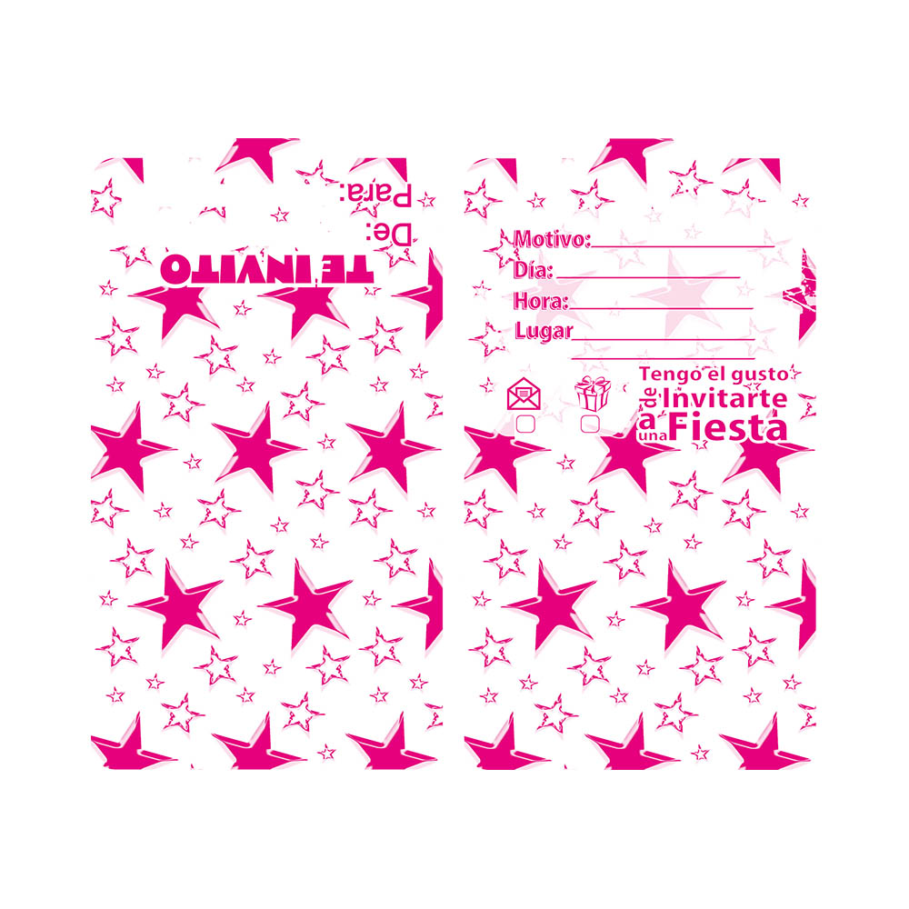 TARJETA TEMATICO X 12 F/B ESTRELLA FUCSIA