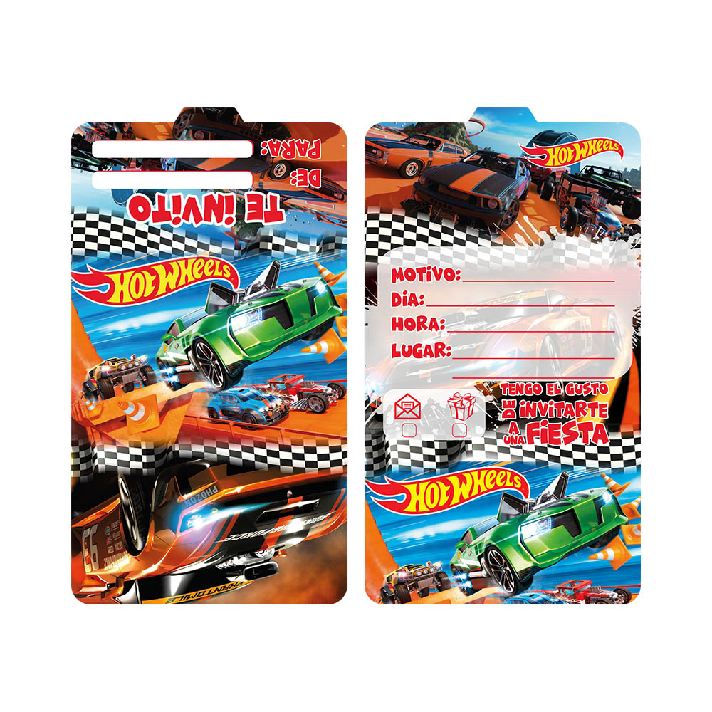 TARJETA INFANTIL X 12 HOT WEELS 