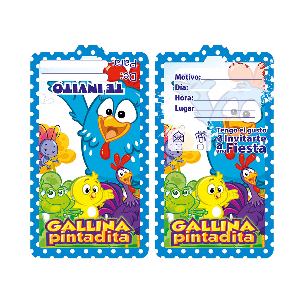 TARJETA INFANTIL X 12 LA GALLINA PINTADITA 