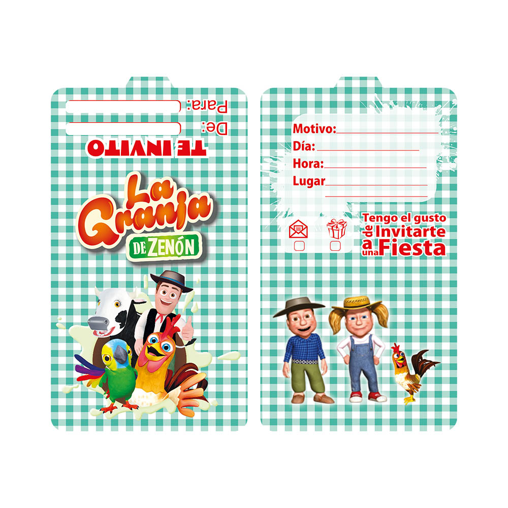 TARJETA INFANTIL X 12 LA GRANJA DE ZENON 