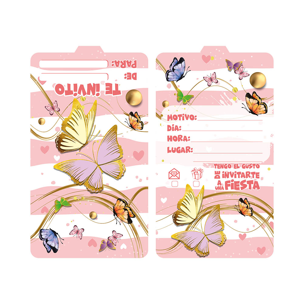 TARJETA TEMATICO X 12 MARIPOSAS 