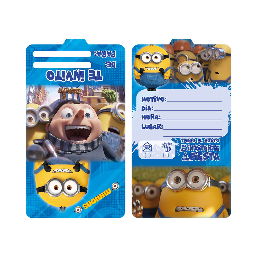 TARJETA INFANTIL X 12 MINIONS 