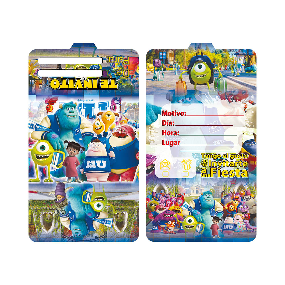 TARJETA INFANTIL X 12 MONSTER INC. 