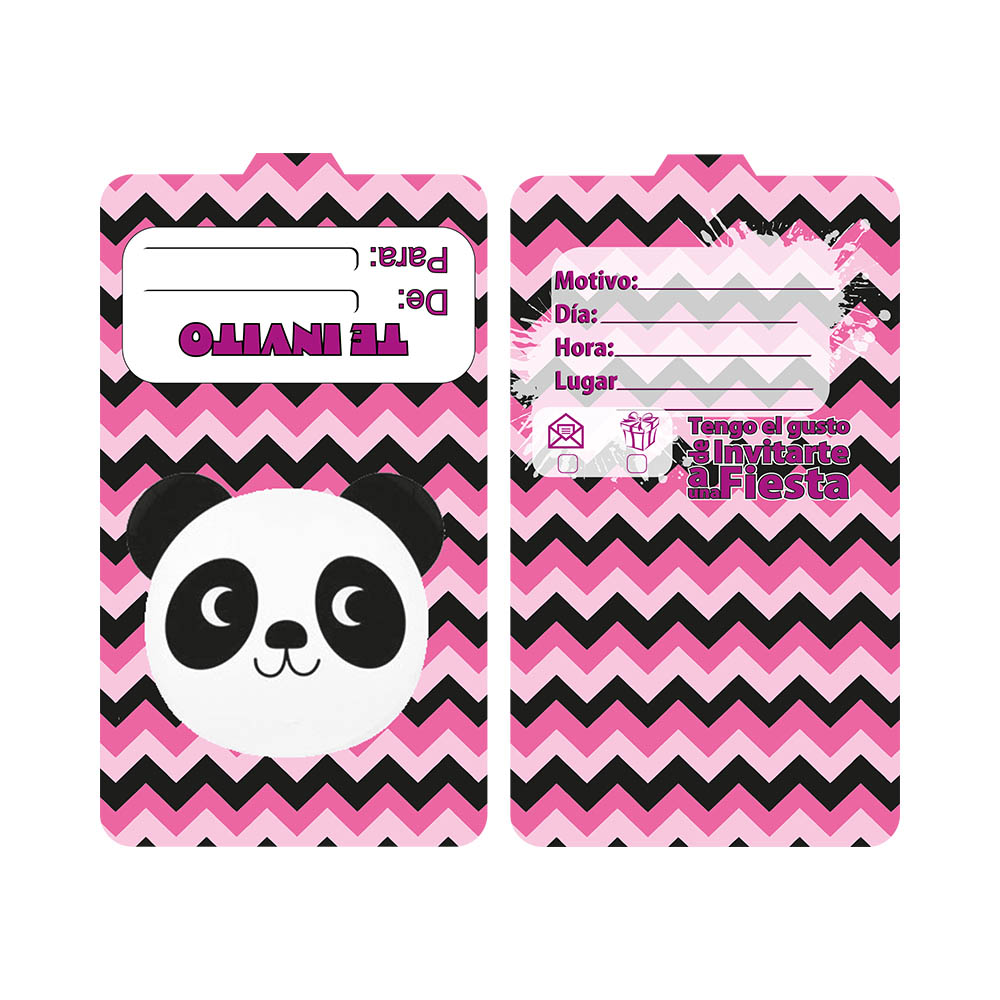 TARJETA INFANTIL X 12 PANDA ROSADA 