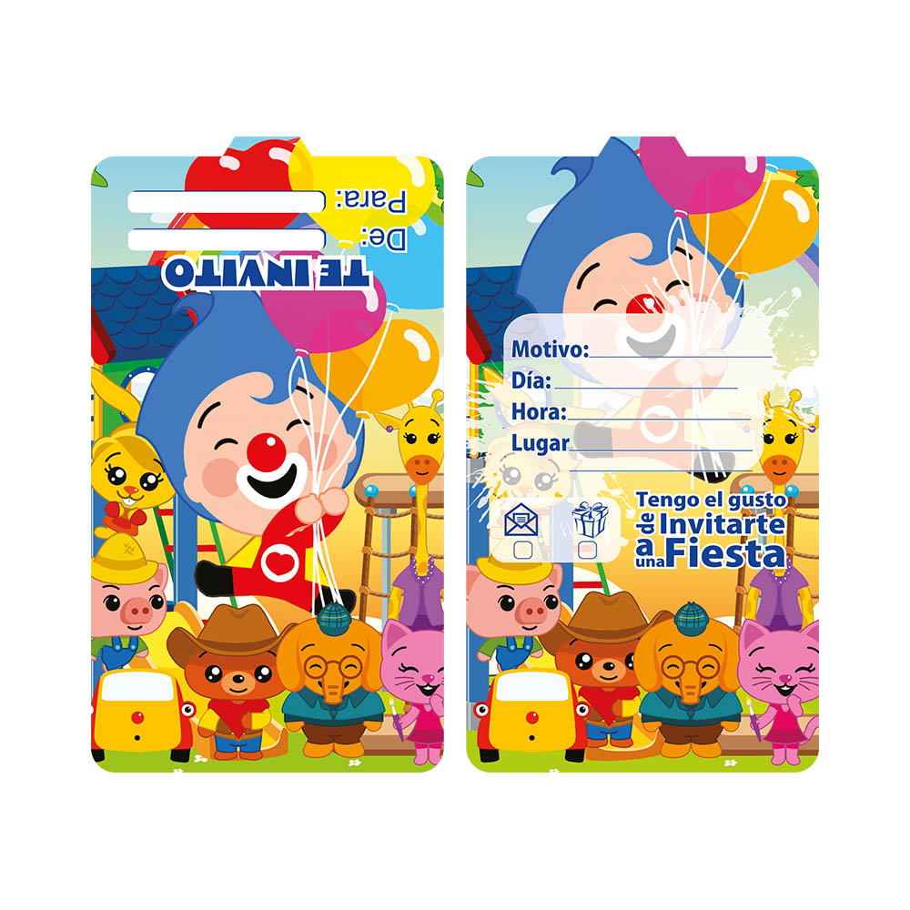 TARJETA TEMATICO X 12 PAYASO PLIN-PLIN 