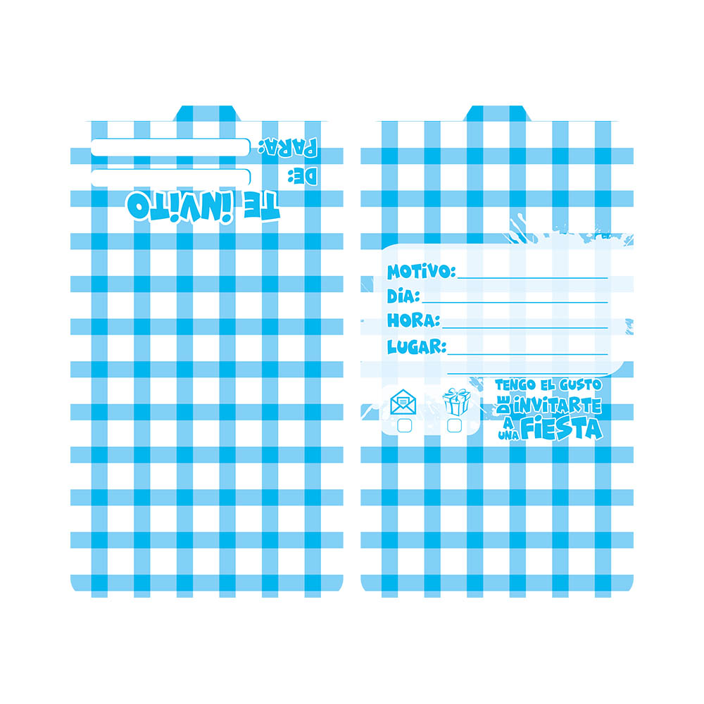 TARJETA TEMATICO X 12 PICNIC AZUL CLARO