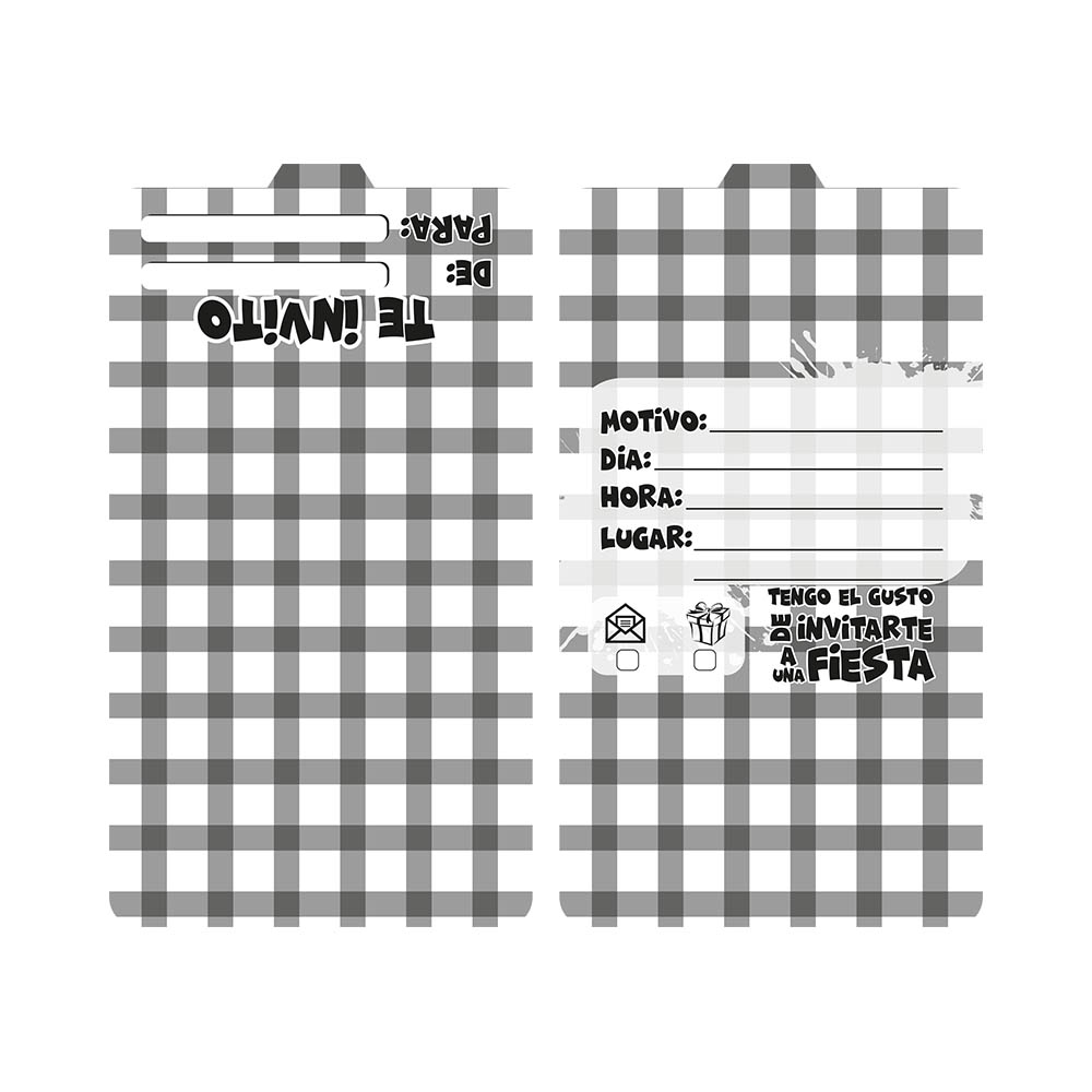 TARJETA TEMATICO X 12 PICNIC NEGRO