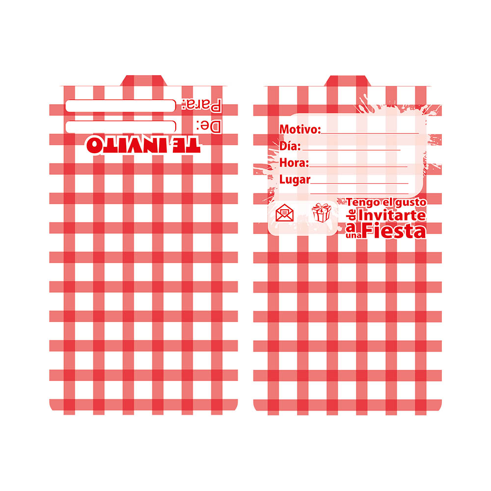 TARJETA TEMATICO X 12 PICNIC ROJO BLANCO