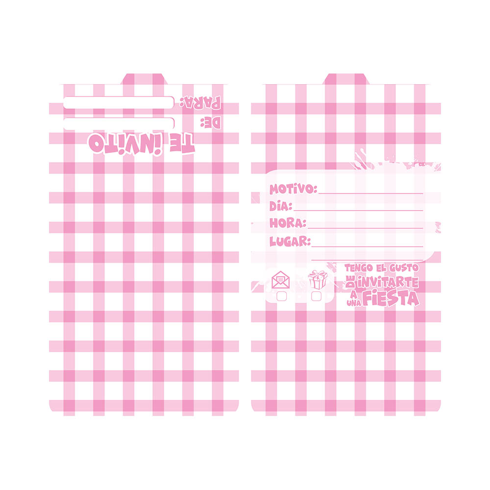 TARJETA TEMATICO X 12 PICNIC ROSADO