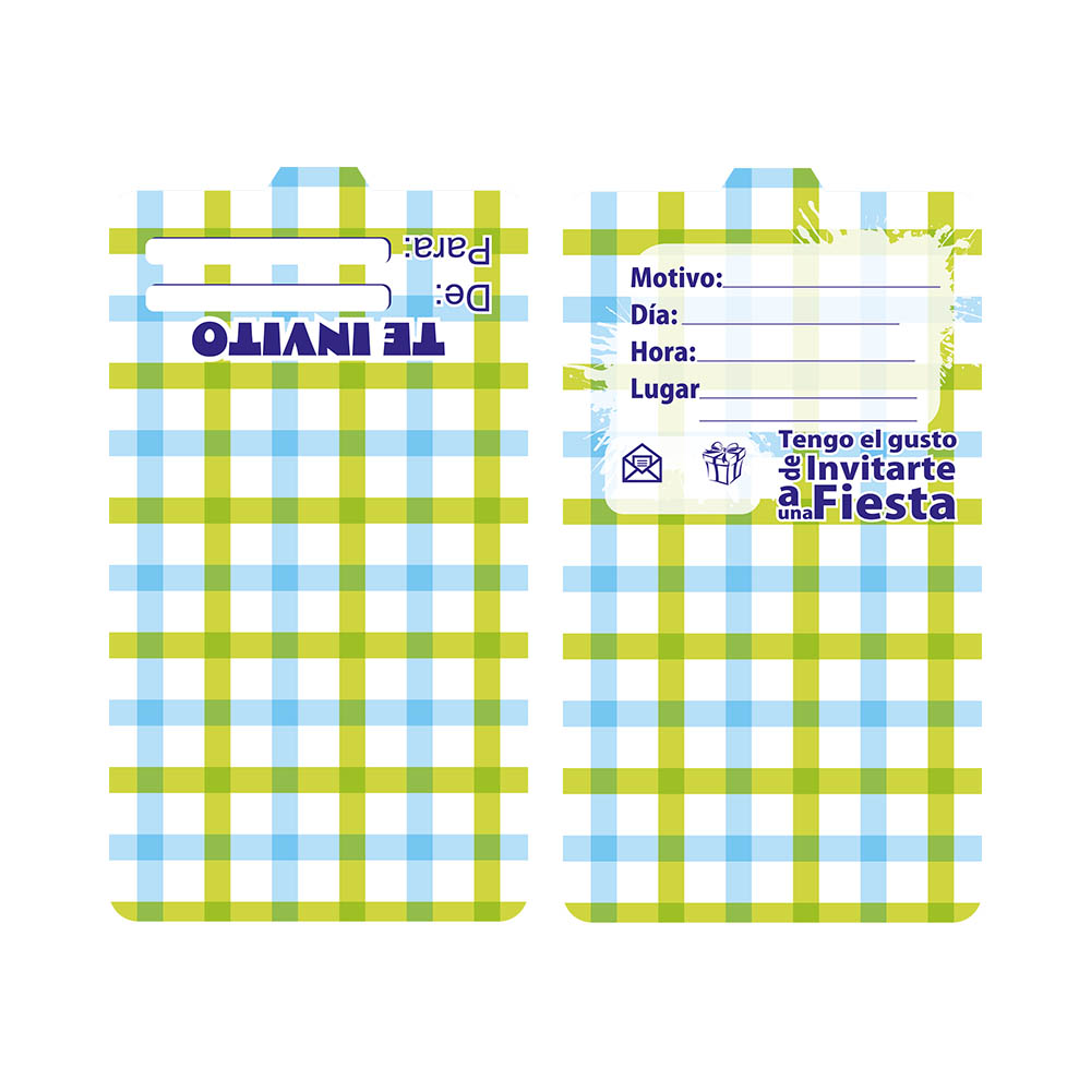 TARJETA TEMATICO X 12 PICNIC VERDE AZUL