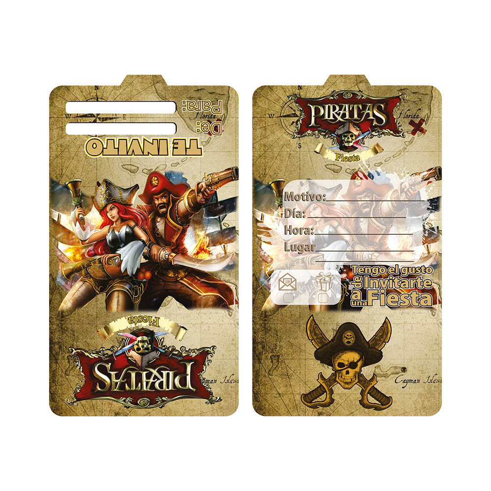 TARJETA TEMATICO X 12 PIRATA 