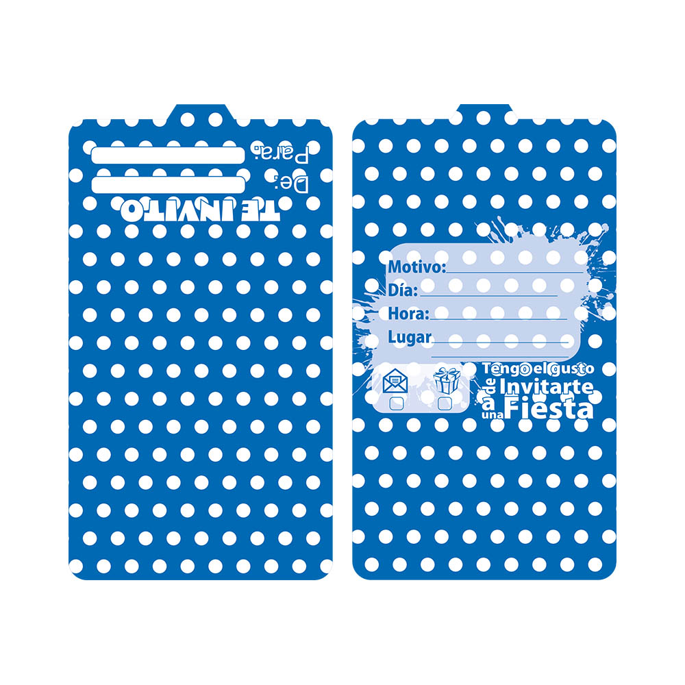 TARJETA TEMATICO X 12 POLKA AZUL REY