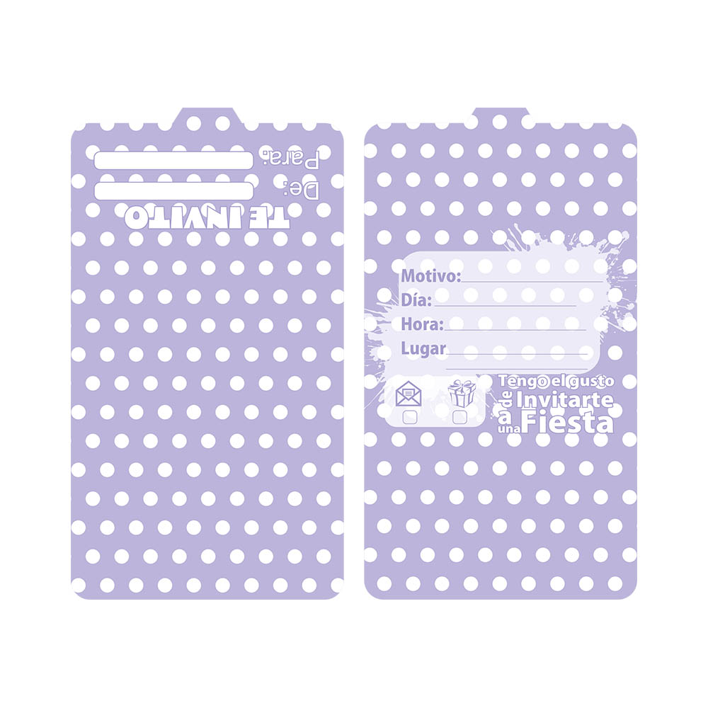 TARJETA TEMATICO X 12 POLKA LILA