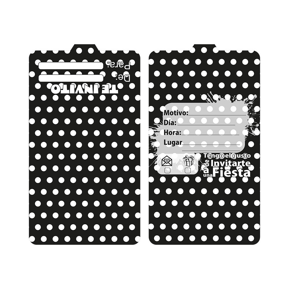 TARJETA TEMATICO X 12 POLKA NEGRO