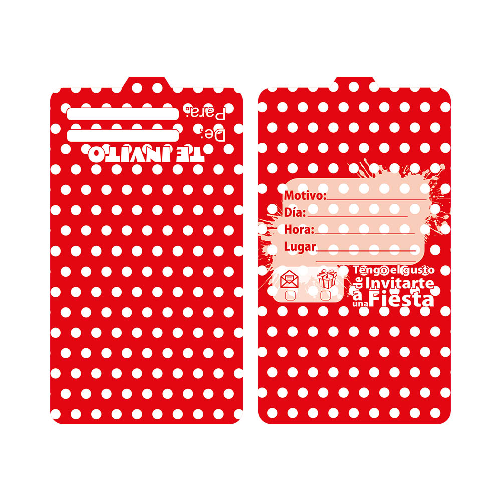 TARJETA TEMATICO X 12 POLKA ROJO