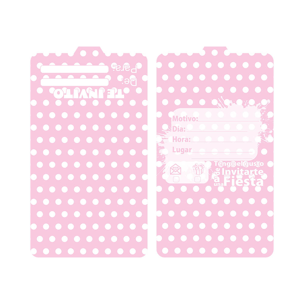 TARJETA TEMATICO X 12 POLKA ROSADO