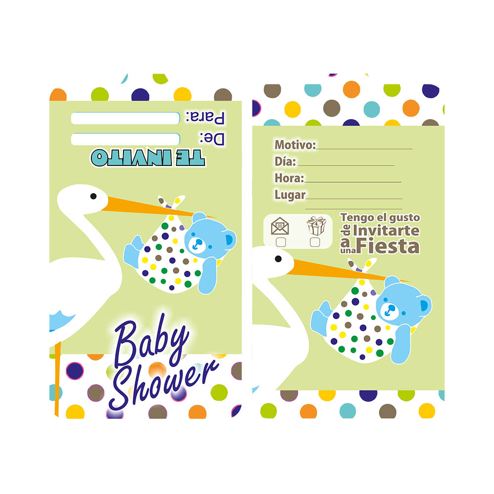 TARJETA TEMATICO X 12 SHOWER CIGUENA VERDE
