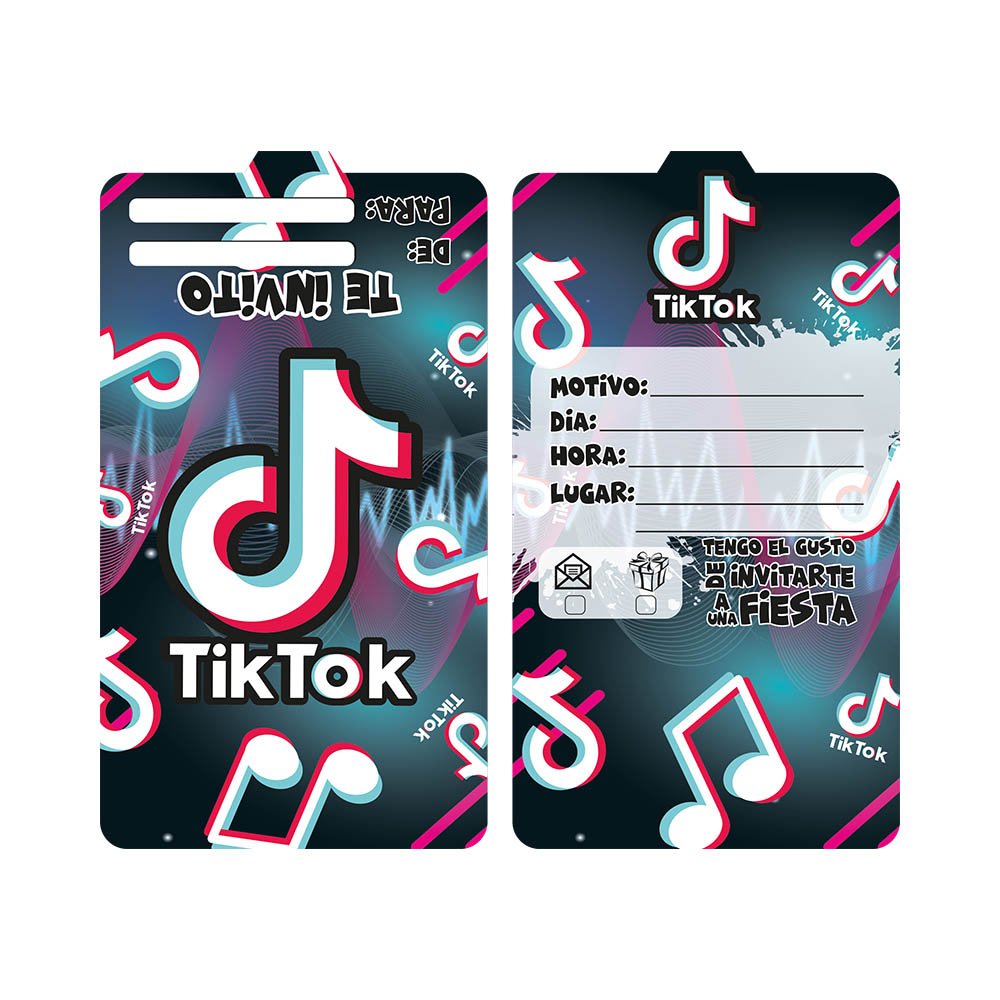 TARJETA TEMATICO X 12 TIK TOK 
