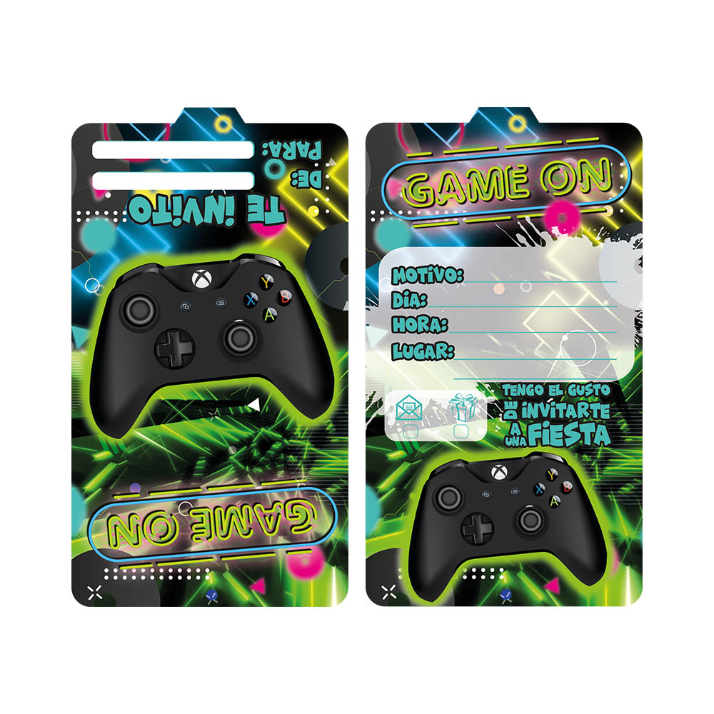 TARJETA TEMATICO X 12 VIDEO JUEGOS 