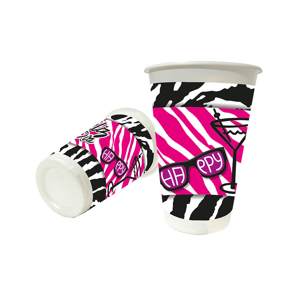 VASO TEMATICO X 12 ANIMAL PRINT FUCSIA