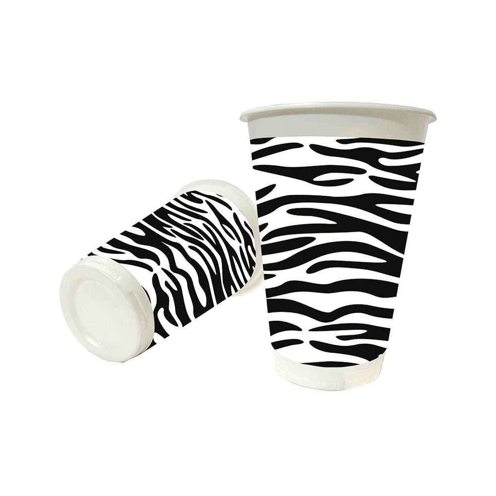 VASO TEMATICO X 12 ANIMAL PRINT NEGRO