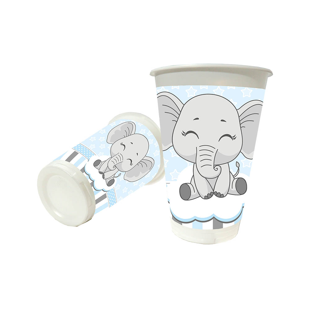 VASO TEMATICO X 12 ELEFANTE GRIS AZUL