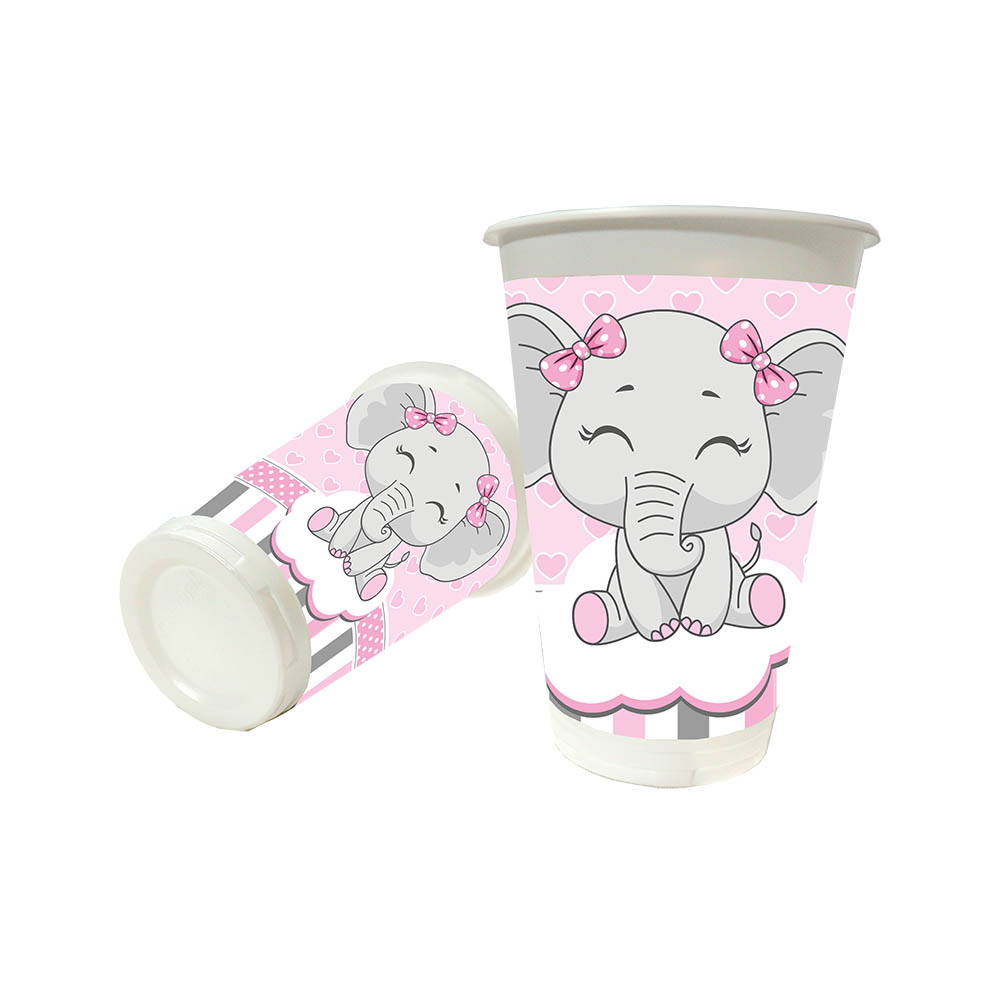 VASO TEMATICO X 12 ELEFANTE GRIS ROSADO